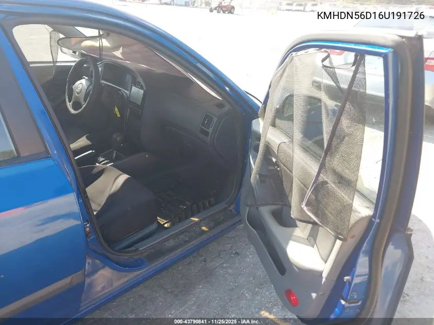 KMHDN56D16U191726 2006 Hyundai Elantra Gls/Gt