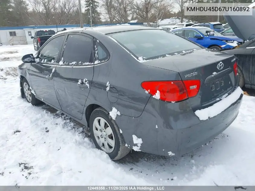 KMHDU45D67U160892 2007 Hyundai Elantra