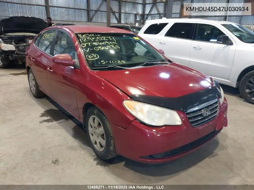 KMHDU45D47U030934 2007 Hyundai Elantra