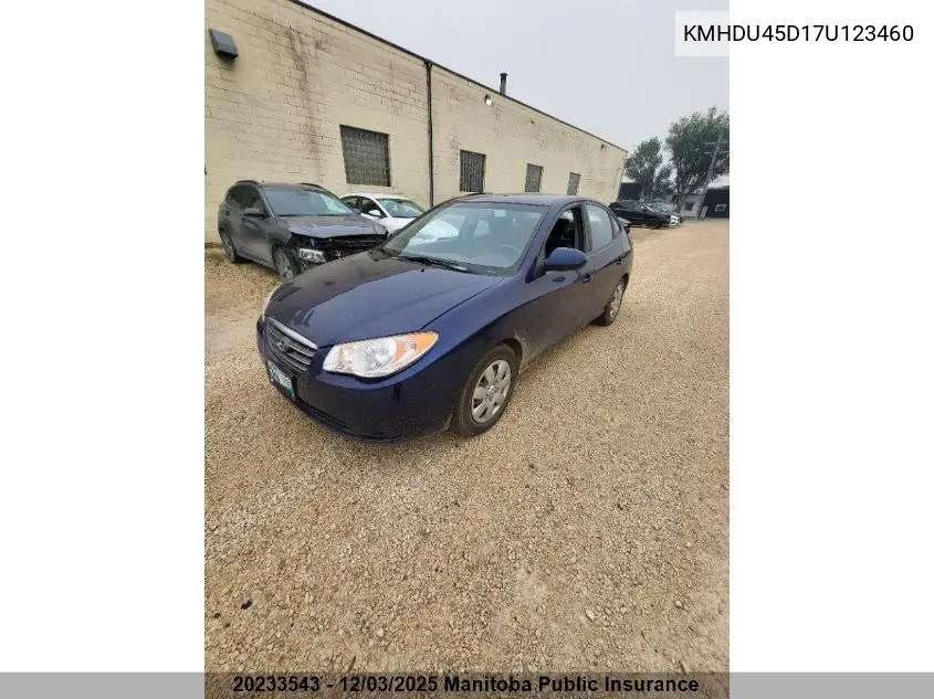 KMHDU45D17U123460 2007 Hyundai Elantra Gl