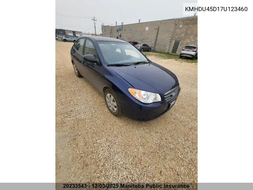 KMHDU45D17U123460 2007 Hyundai Elantra Gl