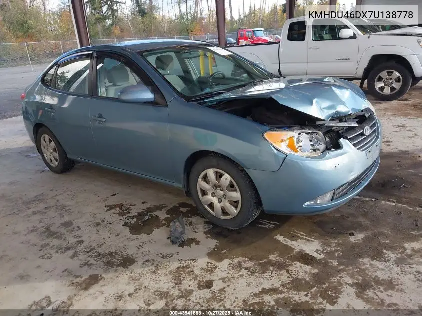 KMHDU46DX7U138778 2007 Hyundai Elantra Gls/Limited/Se