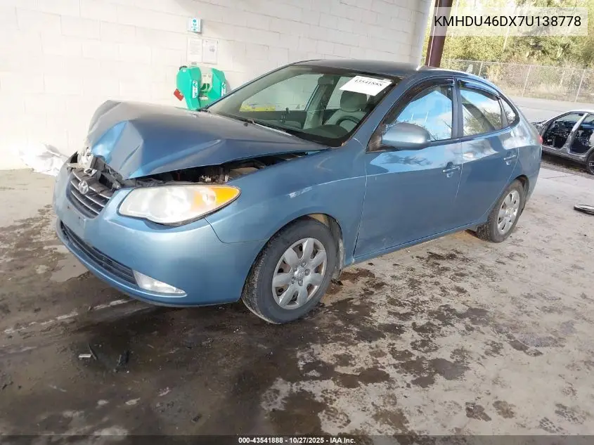 KMHDU46DX7U138778 2007 Hyundai Elantra Gls/Limited/Se