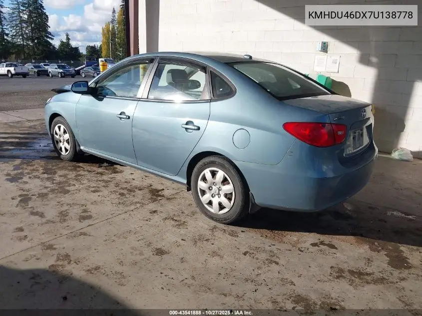 KMHDU46DX7U138778 2007 Hyundai Elantra Gls/Limited/Se