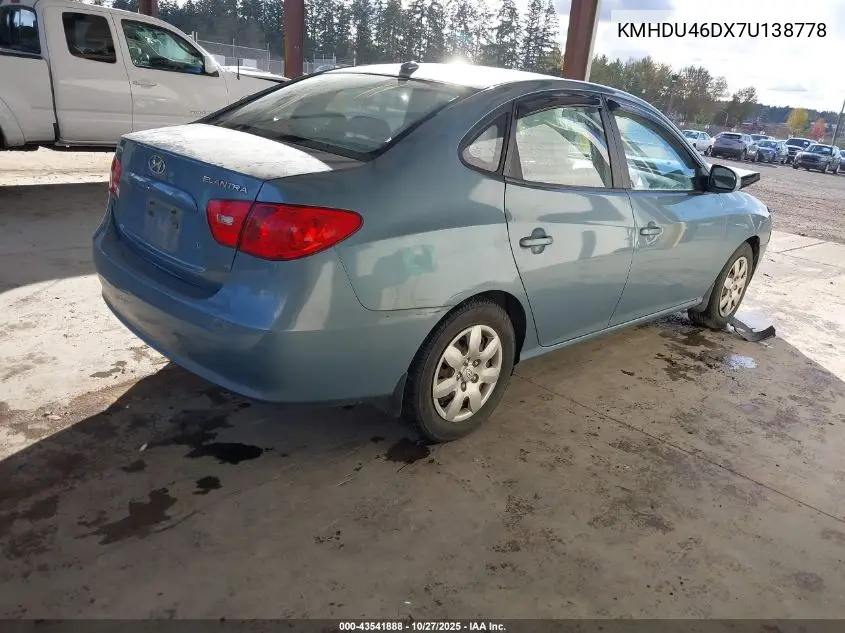 KMHDU46DX7U138778 2007 Hyundai Elantra Gls/Limited/Se