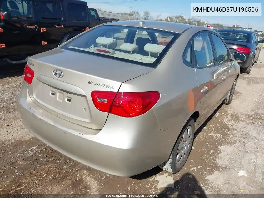 KMHDU46D37U196506 2007 Hyundai Elantra Gls/Limited/Se