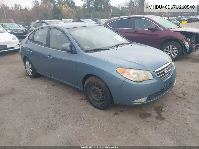 KMHDU46D67U260540 2007 Hyundai Elantra Gls/Limited/Se