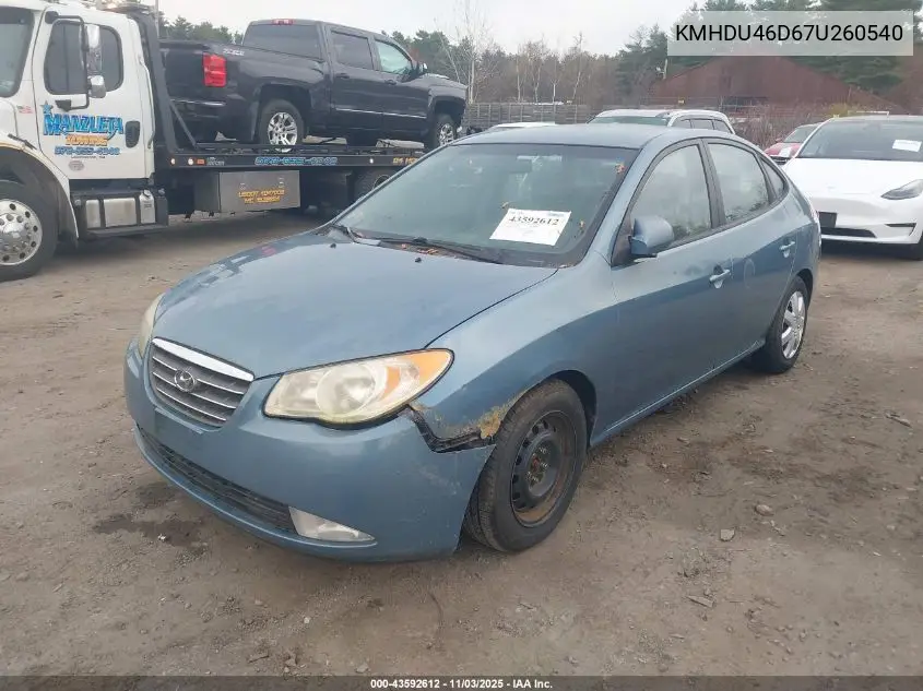KMHDU46D67U260540 2007 Hyundai Elantra Gls/Limited/Se