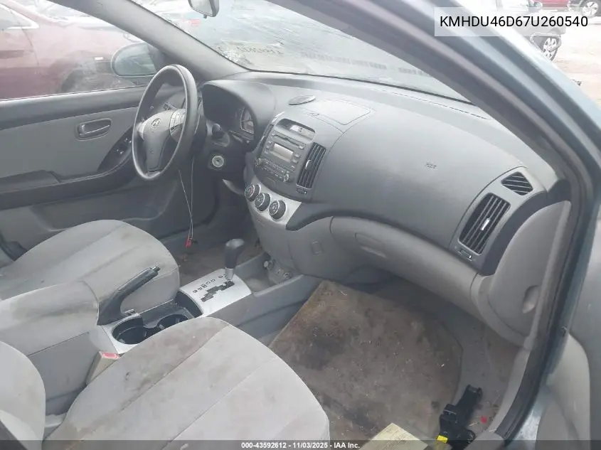 KMHDU46D67U260540 2007 Hyundai Elantra Gls/Limited/Se