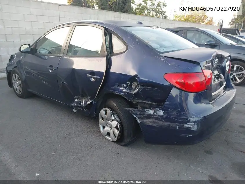 KMHDU46D57U227920 2007 Hyundai Elantra Gls/Limited/Se