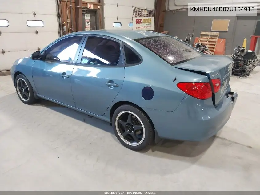 KMHDU46D07U104915 2007 Hyundai Elantra Gls/Limited/Se