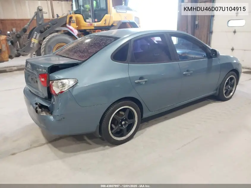 KMHDU46D07U104915 2007 Hyundai Elantra Gls/Limited/Se