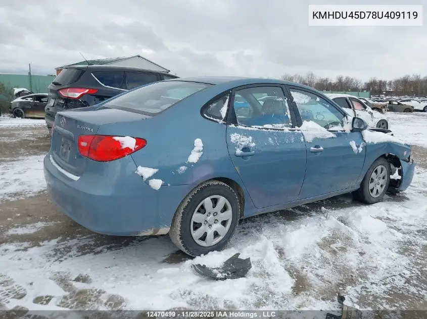 KMHDU45D78U409119 2008 Hyundai Elantra