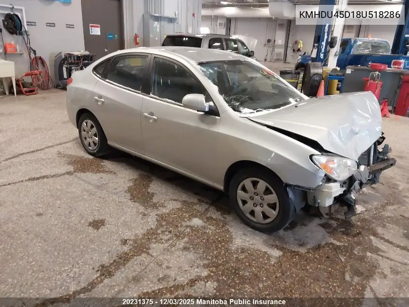 KMHDU45D18U518286 2008 Hyundai Elantra Gl