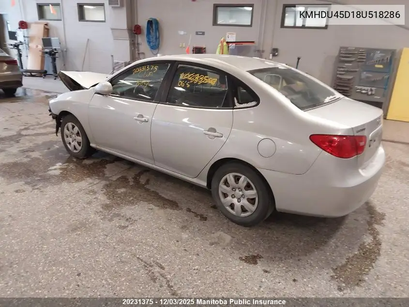 KMHDU45D18U518286 2008 Hyundai Elantra Gl