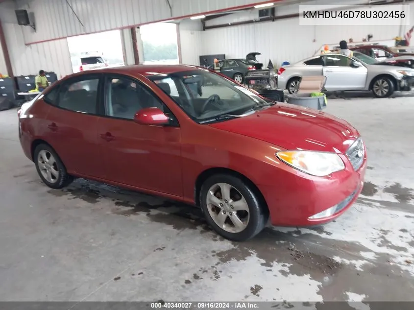 2008 Hyundai Elantra Gls/Se/Limited VIN: KMHDU46D78U302456 Lot: 40340027