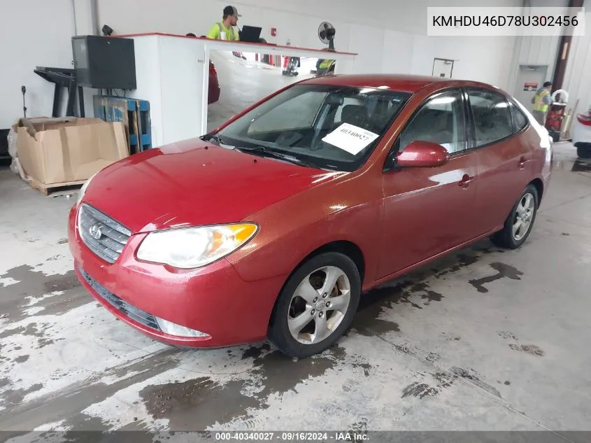 2008 Hyundai Elantra Gls/Se/Limited VIN: KMHDU46D78U302456 Lot: 40340027