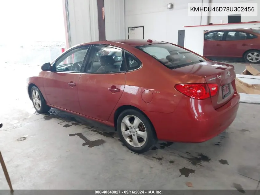 2008 Hyundai Elantra Gls/Se/Limited VIN: KMHDU46D78U302456 Lot: 40340027