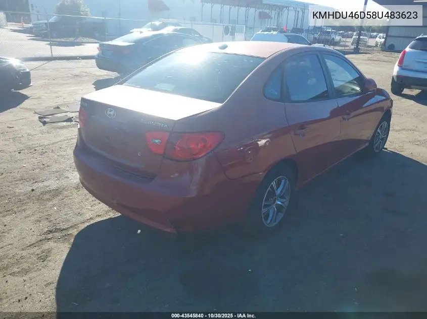 KMHDU46D58U483623 2008 Hyundai Elantra Gls/Se