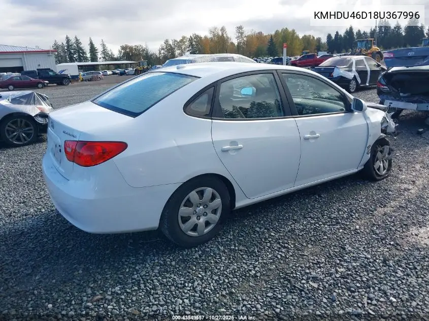 KMHDU46D18U367996 2008 Hyundai Elantra Gls/Se