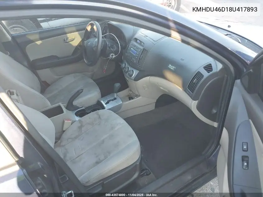 KMHDU46D18U417893 2008 Hyundai Elantra Gls/Se