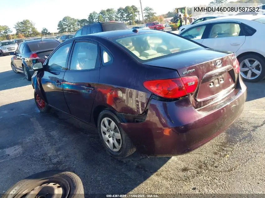 KMHDU46D08U587582 2008 Hyundai Elantra Gls/Se