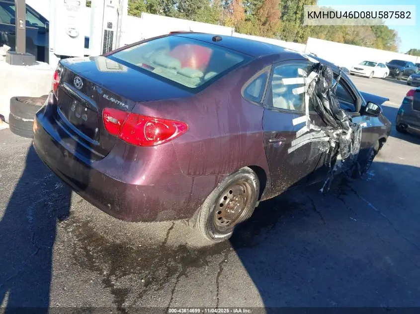 KMHDU46D08U587582 2008 Hyundai Elantra Gls/Se