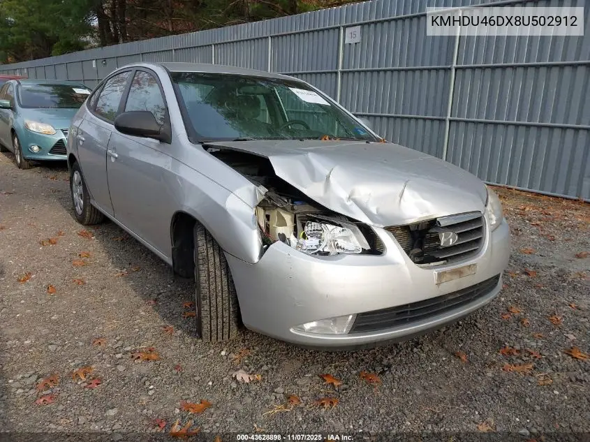 KMHDU46DX8U502912 2008 Hyundai Elantra Gls/Se