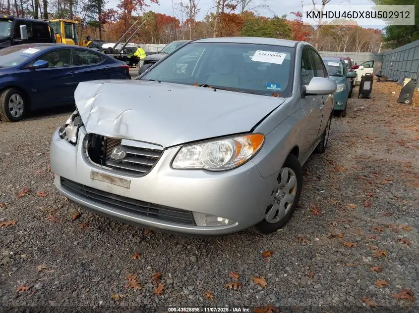 KMHDU46DX8U502912 2008 Hyundai Elantra Gls/Se
