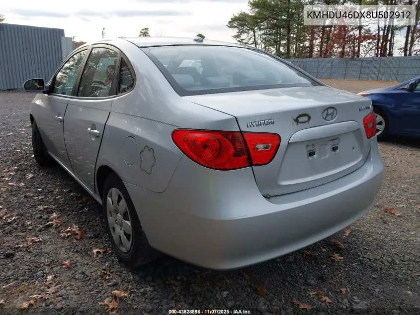 KMHDU46DX8U502912 2008 Hyundai Elantra Gls/Se