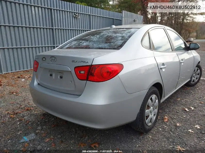 KMHDU46DX8U502912 2008 Hyundai Elantra Gls/Se