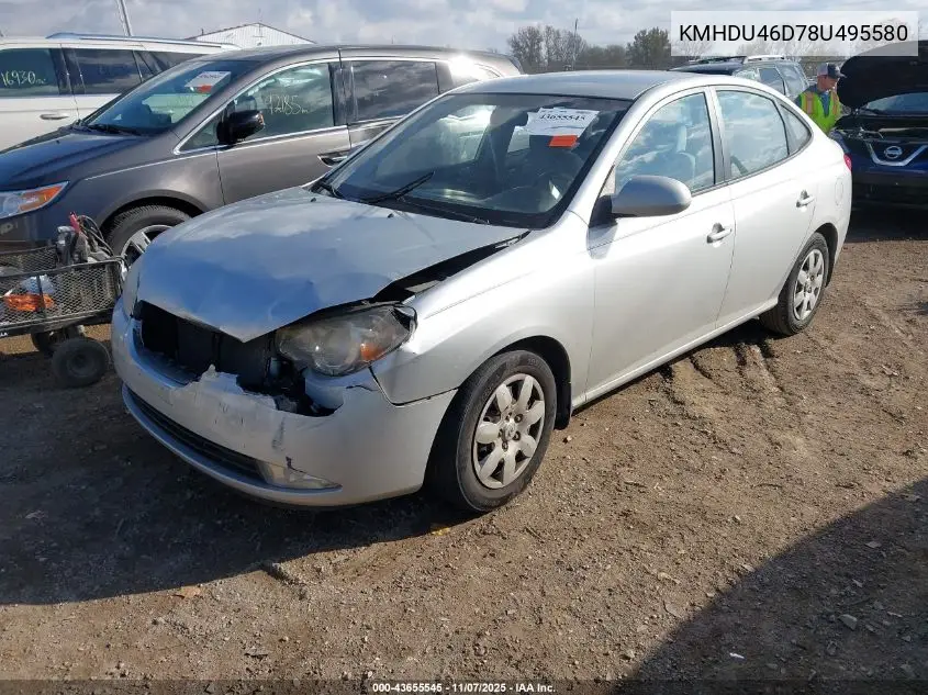 KMHDU46D78U495580 2008 Hyundai Elantra Gls/Se