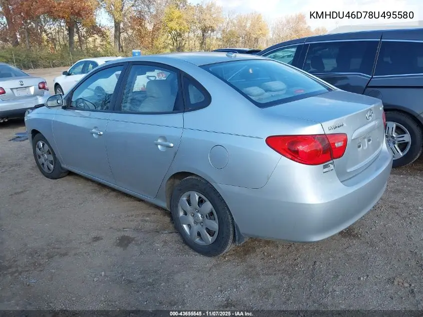 KMHDU46D78U495580 2008 Hyundai Elantra Gls/Se