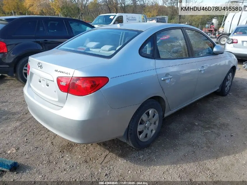 KMHDU46D78U495580 2008 Hyundai Elantra Gls/Se