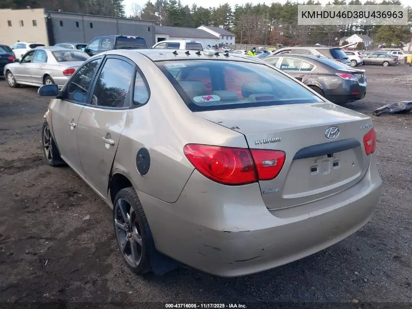 KMHDU46D38U436963 2008 Hyundai Elantra Gls/Se
