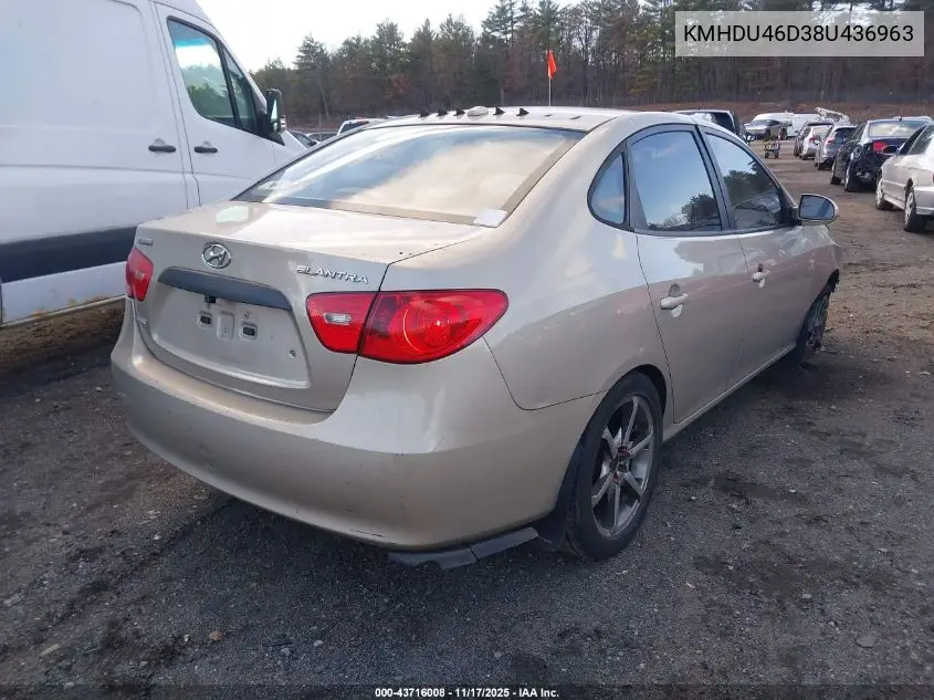 KMHDU46D38U436963 2008 Hyundai Elantra Gls/Se