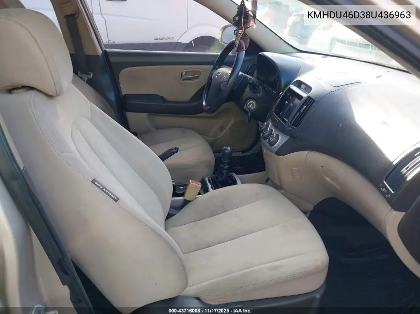 KMHDU46D38U436963 2008 Hyundai Elantra Gls/Se