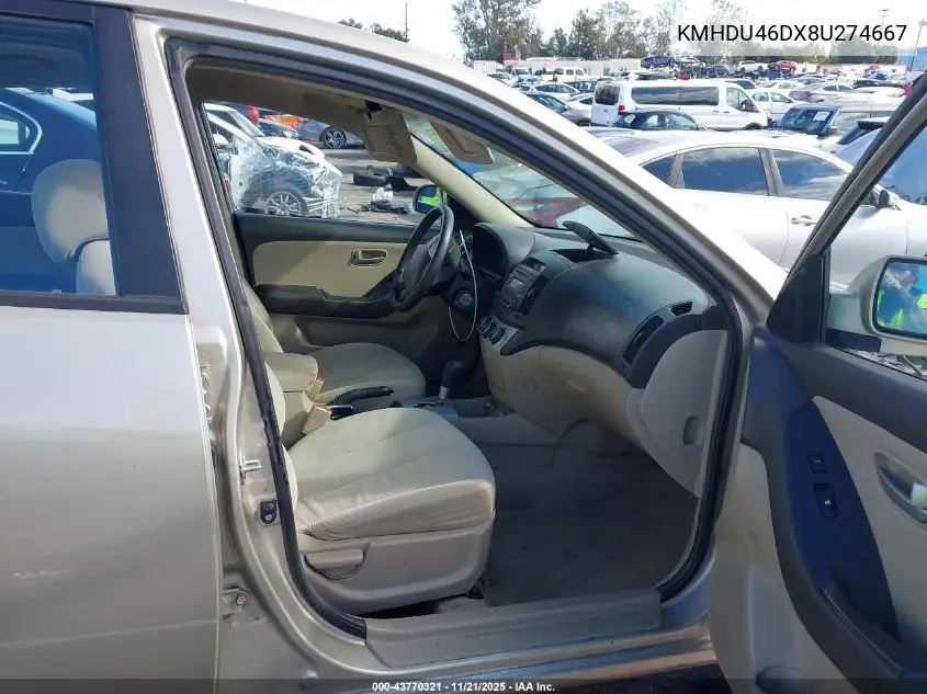KMHDU46DX8U274667 2008 Hyundai Elantra Gls/Se