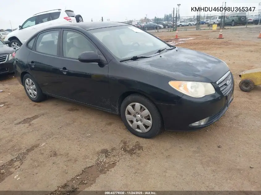 KMHDU46D98U365347 2008 Hyundai Elantra Gls/Se