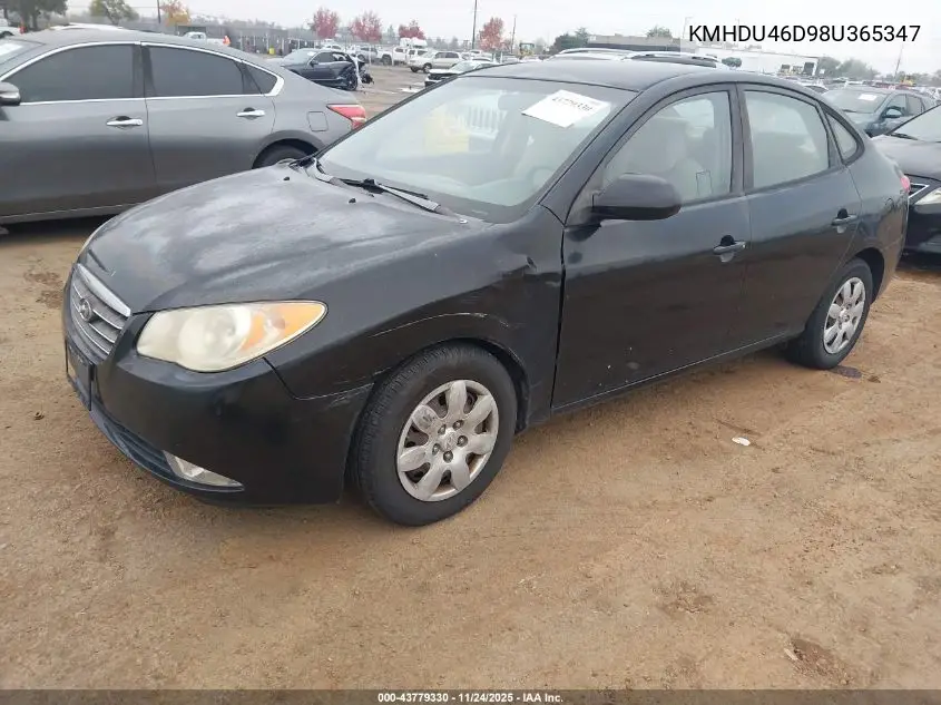 KMHDU46D98U365347 2008 Hyundai Elantra Gls/Se