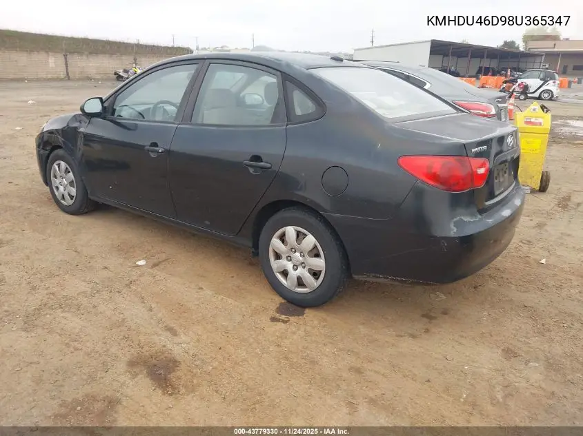 KMHDU46D98U365347 2008 Hyundai Elantra Gls/Se