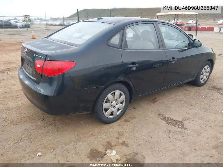 KMHDU46D98U365347 2008 Hyundai Elantra Gls/Se