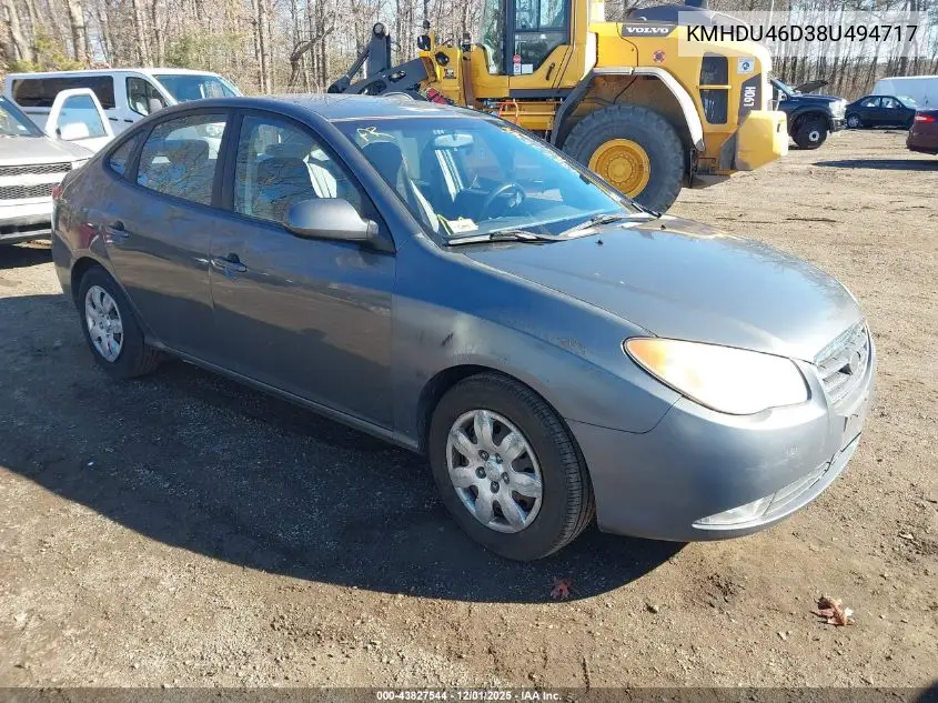 KMHDU46D38U494717 2008 Hyundai Elantra Gls/Se