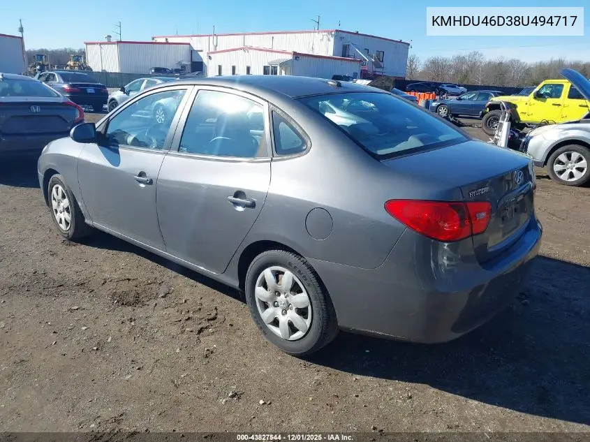 KMHDU46D38U494717 2008 Hyundai Elantra Gls/Se