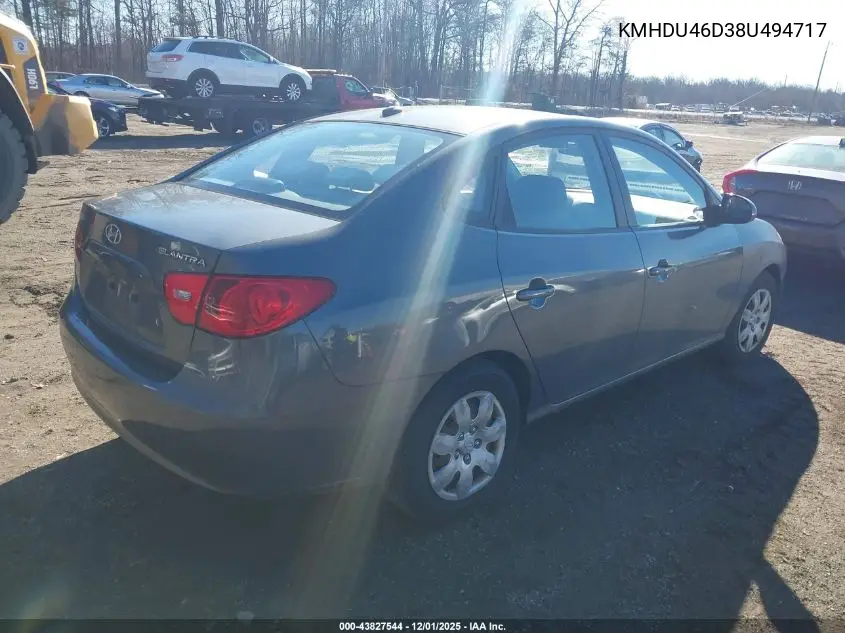 KMHDU46D38U494717 2008 Hyundai Elantra Gls/Se