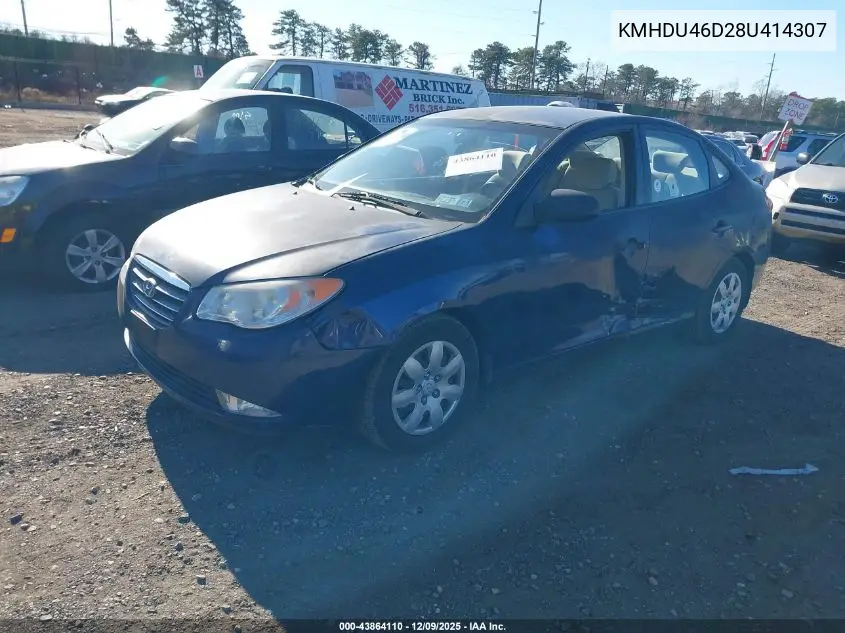 KMHDU46D28U414307 2008 Hyundai Elantra Gls/Se