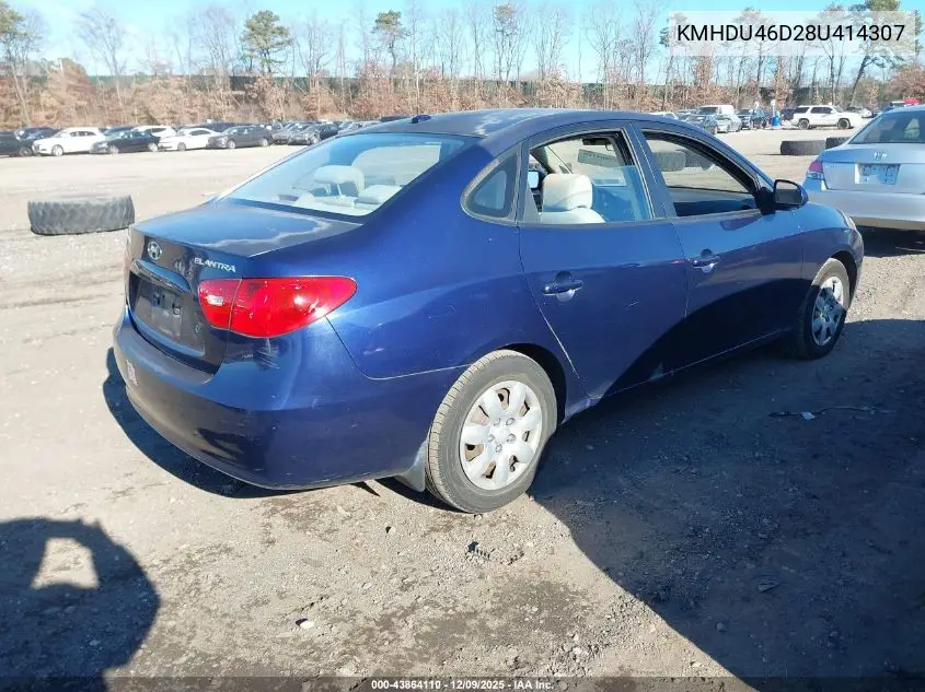 KMHDU46D28U414307 2008 Hyundai Elantra Gls/Se