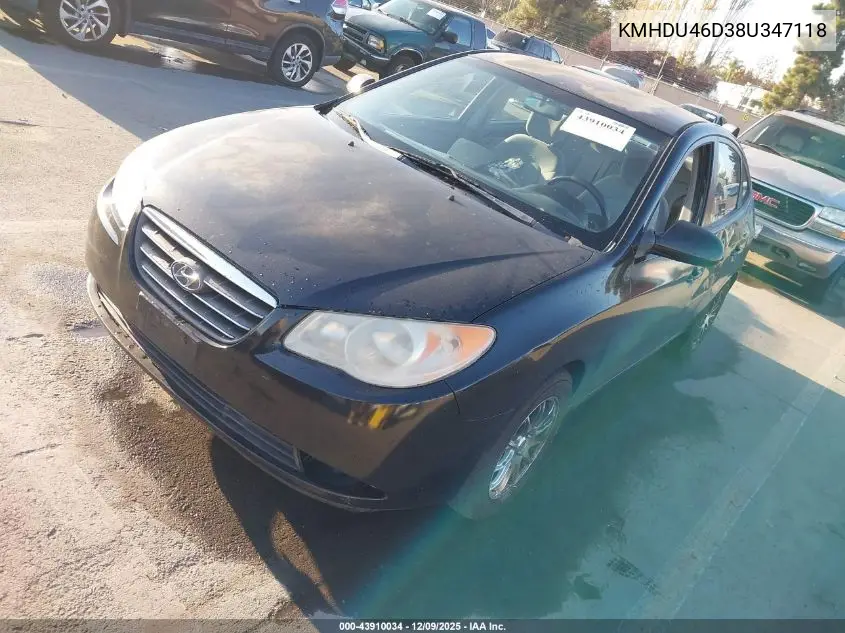 KMHDU46D38U347118 2008 Hyundai Elantra Gls/Se