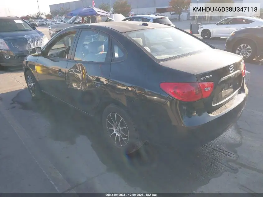 KMHDU46D38U347118 2008 Hyundai Elantra Gls/Se