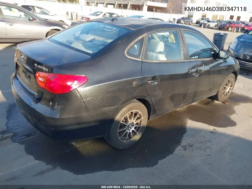 KMHDU46D38U347118 2008 Hyundai Elantra Gls/Se